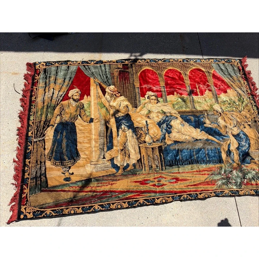 Vintage Persian Oriental Victorian 4x6 Woven  Tapestry Wall Hanging‎ Boho